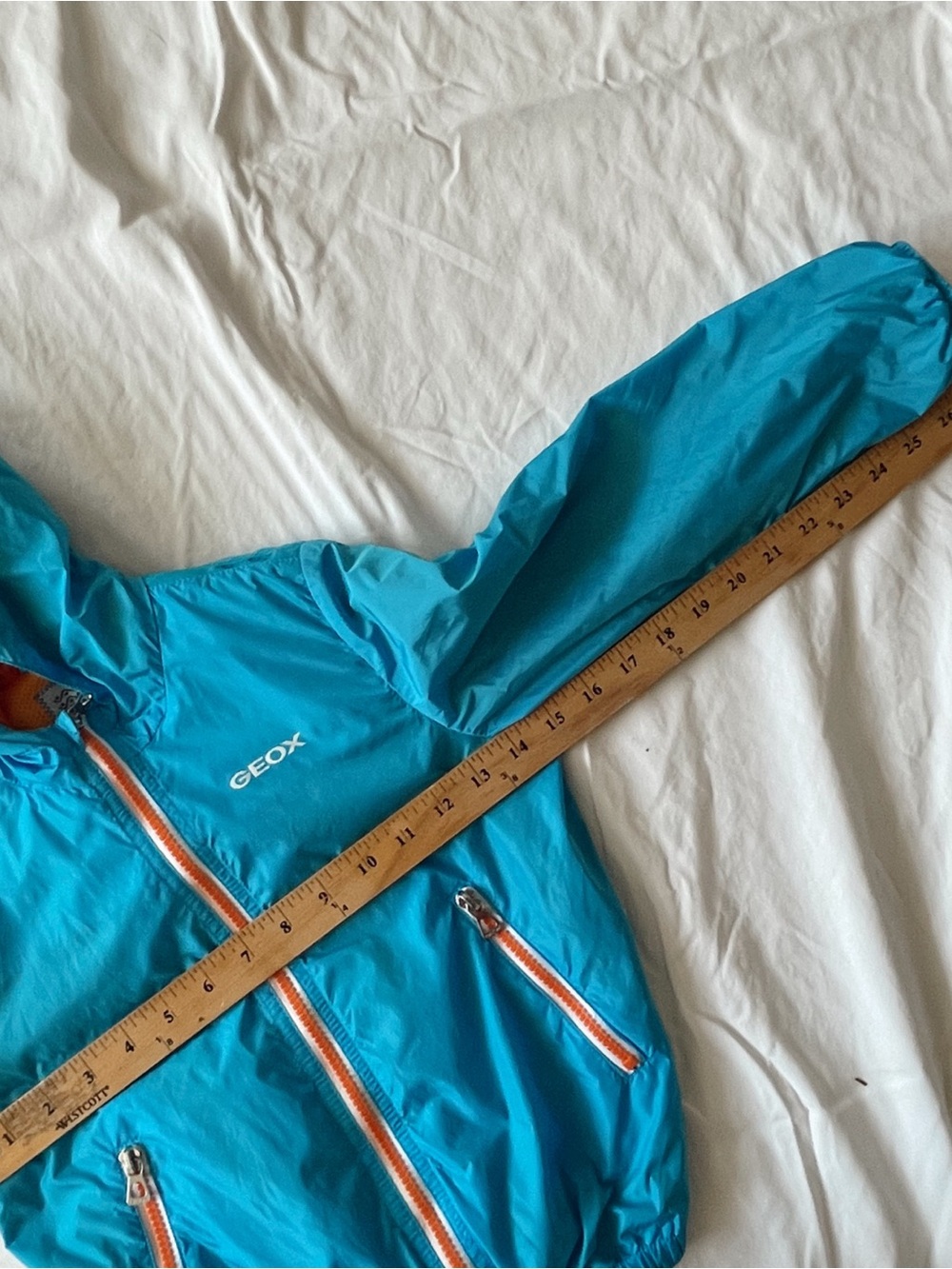GEOX Jacket Windbreaker Hoodie Hood Blue Full Zip Coat Outdoor Hiking - Picture 11 of 14